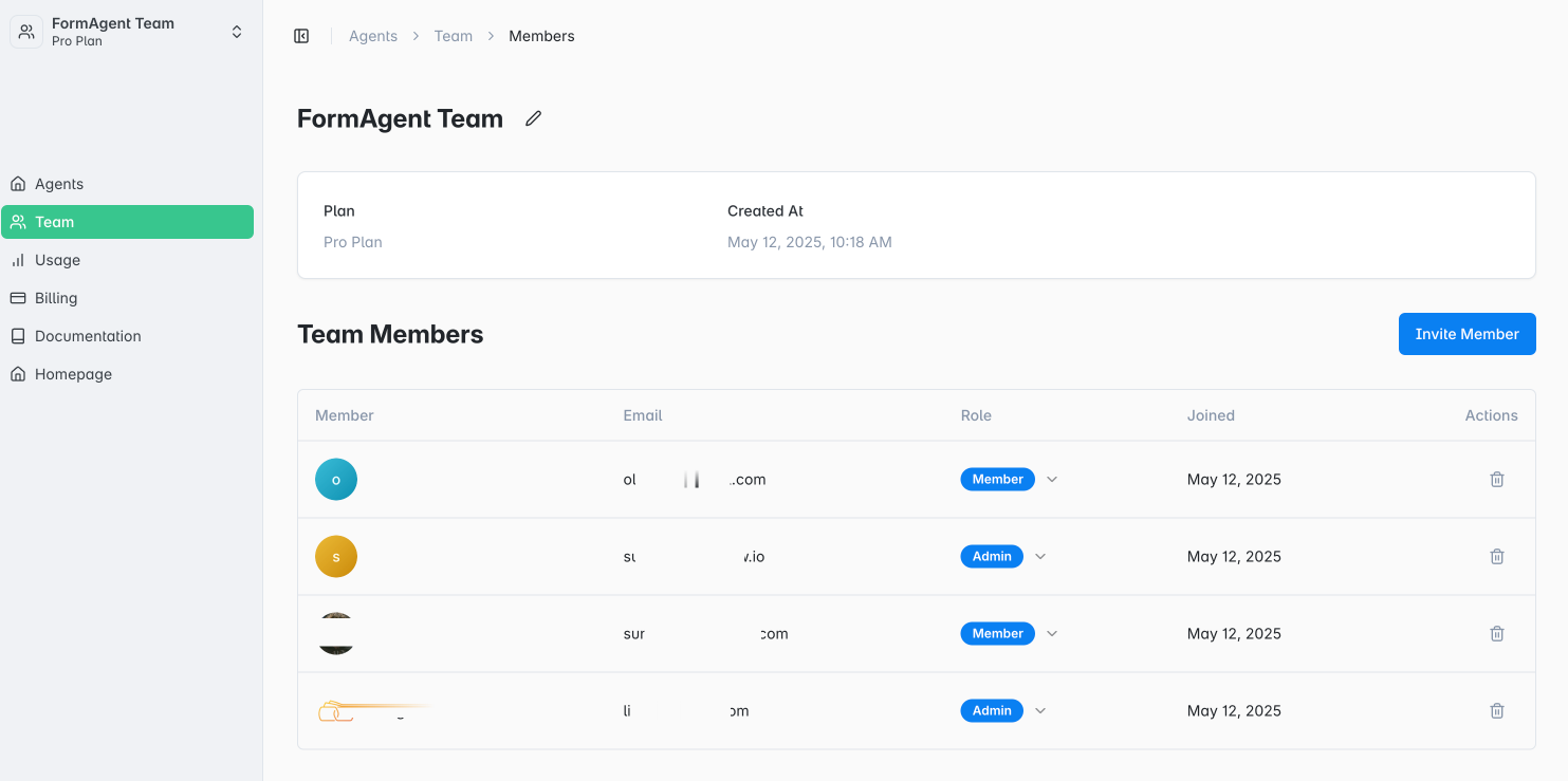 Team Screen